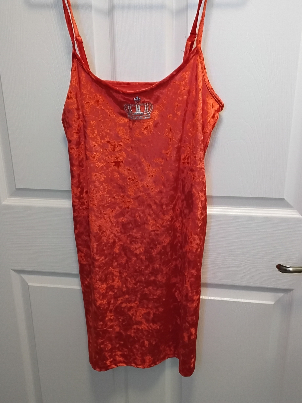 Juicy Couture Red crushed velvet slip with crown detail Size L